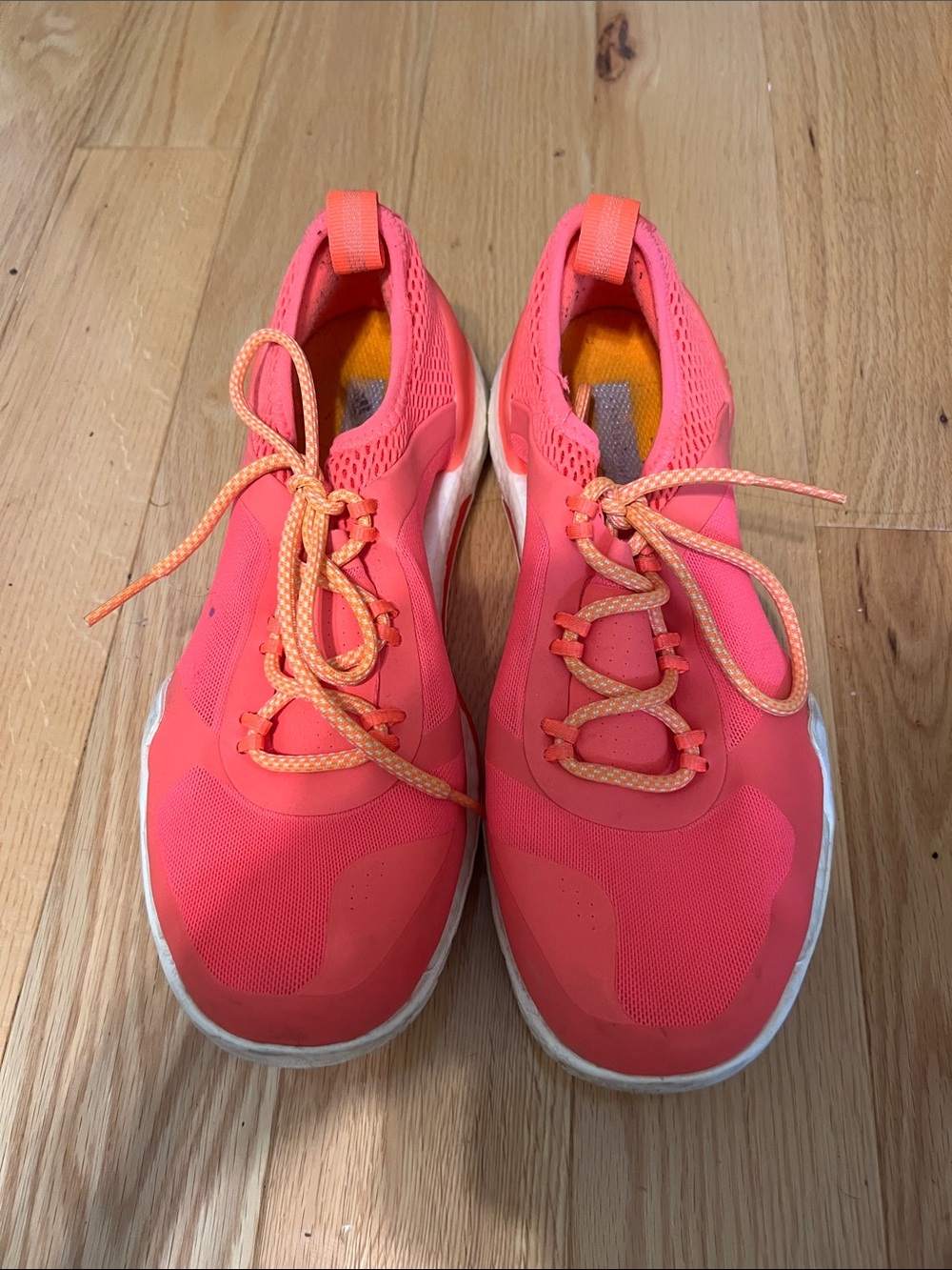 Adidas by Stella McCartney Neon Coral Pink and Orange Sneakers